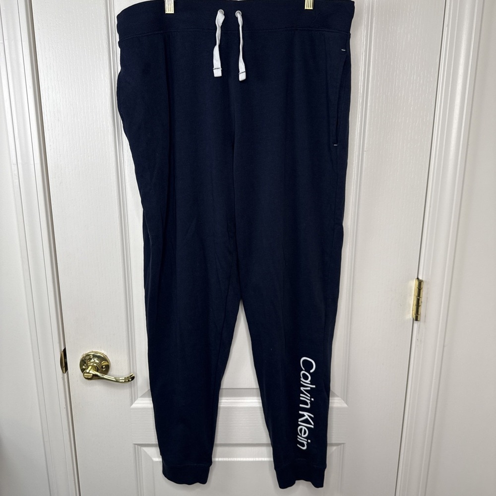 Calvin Klein Sleepwear Jogger Pants Mens XL Navy Logo Leg Lounge Sweatpants